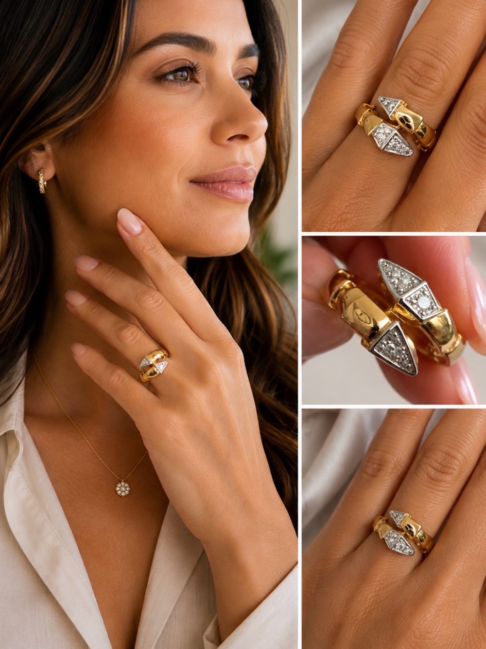 NEW 14K Yellow Gold Diamond Wrap Ring | 0.27 CT Natural Diamonds Certified